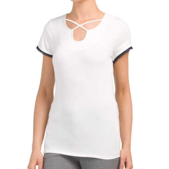 🔥1 hr SALE - Nanette Lepore Criss Cross Neck Tee